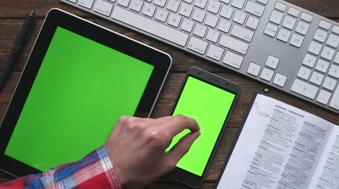 Tablet and Smartphone on table Stock Footage 63382124