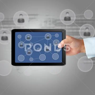 Tablet and social network Stock Illustration