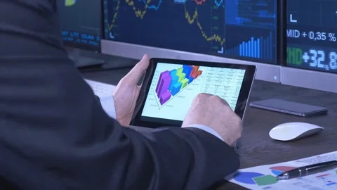 Tablet And Stocks market data Stock Footage 202147960