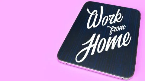 Tablet and text  3d rendering for work from home content. Stockillustratie