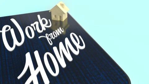 Tablet and text  3d rendering for work from home content. Illustrazione stock