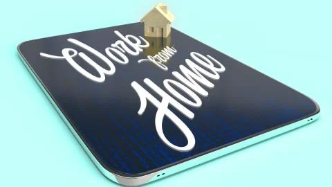 Tablet and text  3d rendering for work from home content. Illustrazione stock