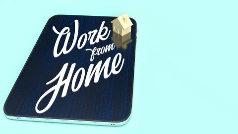 Tablet and text  3d rendering for work from home content. Illustrazione stock