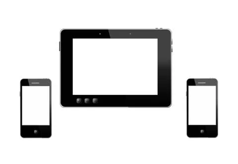 Tablet and two modern mobile phones 스톡 일러스트