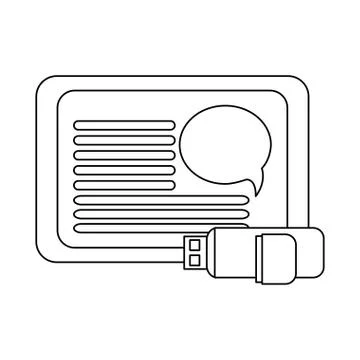 Tablet and usb memory in black and white Stock Illustration