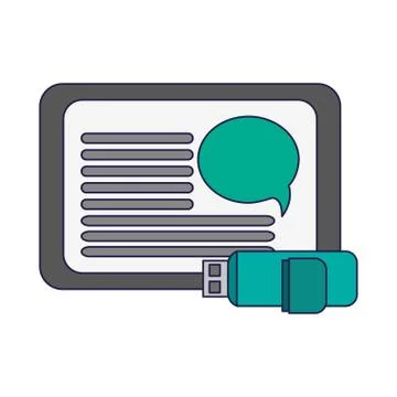 Tablet and usb memory Illustrazione stock