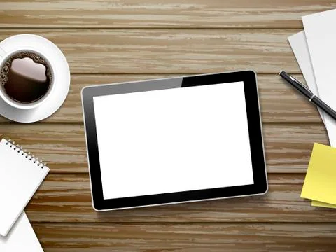 Tablet and working place elements Stock Illustration