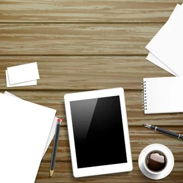 Tablet and working place elements Stock Illustration