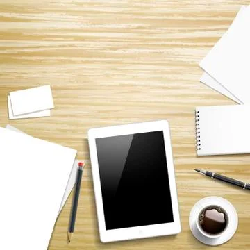 Tablet and working place elements Illustrazione stock