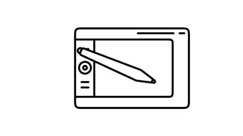 Tablet animated icon displaying digital art sketching equipment Vídeo Stock 341961437
