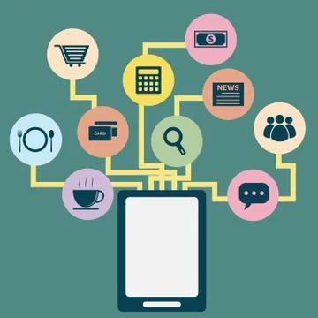 Tablet application concept idea in flat style Stock Illustration