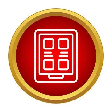 Tablet application interface icon on red background Illustrazione stock