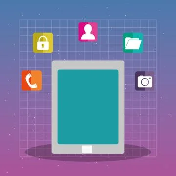Tablet with applications menu イラスト素材