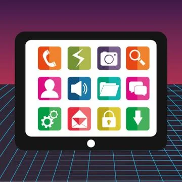 Tablet with applications menu Stock Illustration