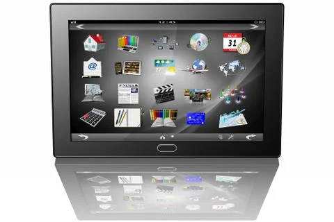 Tablet applications software - 3D illustration. 스톡 일러스트
