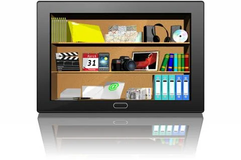 Tablet applications software - 3D illustration. Ilustración de archivo