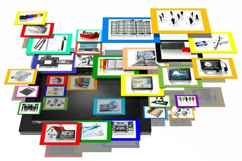 Tablet applications software - 3D illustration. Ilustração Stock