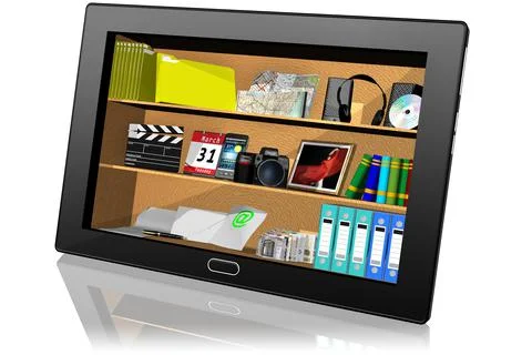 Tablet applications software - 3D illustration. Ilustração Stock