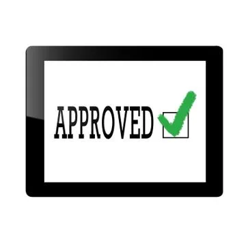 Tablet with approve icon Stock Photos