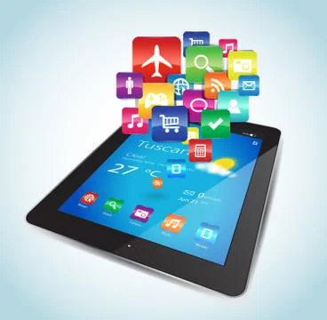 Tablet Apps Vector Stock Illustration