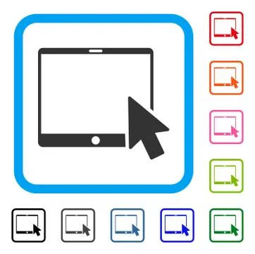 Tablet Arrow Pointer Framed Icon Stock Illustration