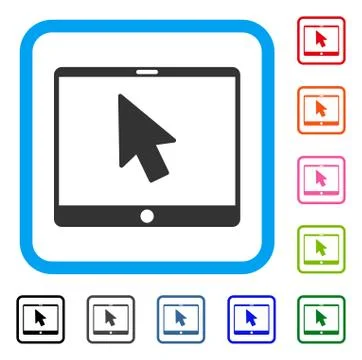 Tablet Arrow Pointer Framed Icon Stock Illustration