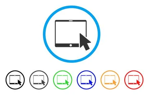Tablet Arrow Pointer Rounded Icon Stock Illustration