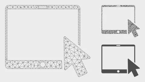 Tablet Arrow Pointer Vector Mesh Carcass Model and Triangle Mosaic Icon イラスト素材