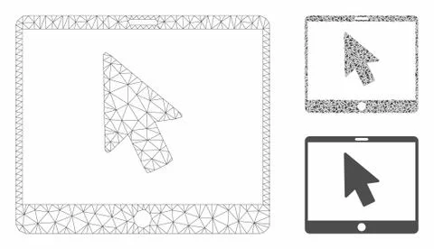 Tablet Arrow Pointer Vector Mesh 2D Model and Triangle Mosaic Icon Stock Illustration