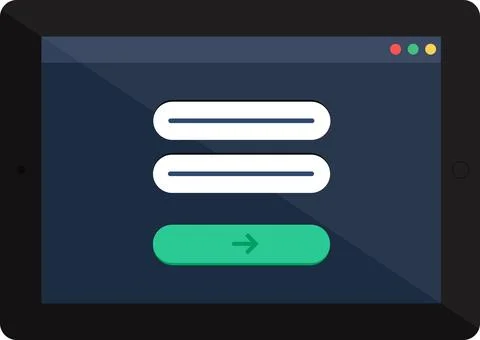 Tablet Authorization Menu Interface Stock Illustration