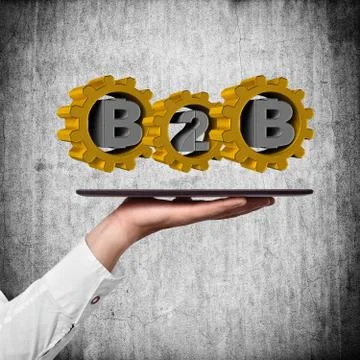 Tablet with b2b symbol Stock Photos