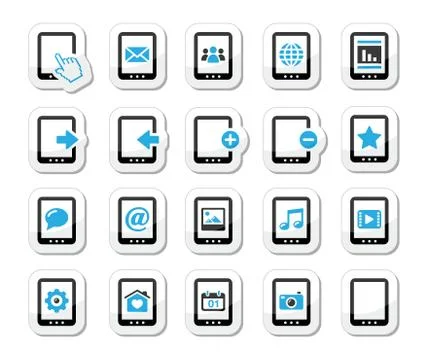 Tablet balck icons set Stock Illustration