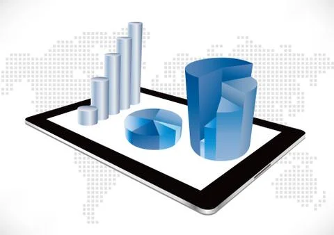 Tablet bar chart Stock Illustration