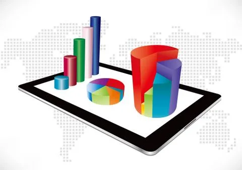 Tablet bar chart Illustrazione stock