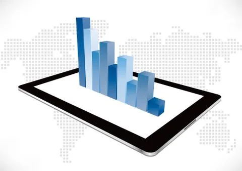 Tablet bar chart Stock Illustration