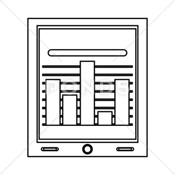 Tablet With Bar Graph , Vector Illustration