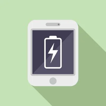 Tablet battery broken icon flat vector. Service screen 스톡 일러스트