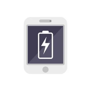Tablet battery broken icon flat vector. Service screen Stock Illustration