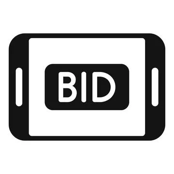 Tablet bid auction icon simple vector. Price sell Illustrazione stock