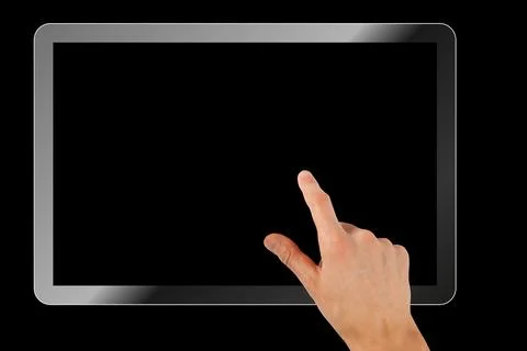 Tablet on the black backgrounds Stock Photos