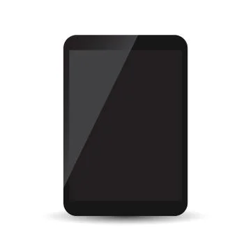 Tablet with black screen flat icon. Computer vector illustration on white bac Stock Illustration