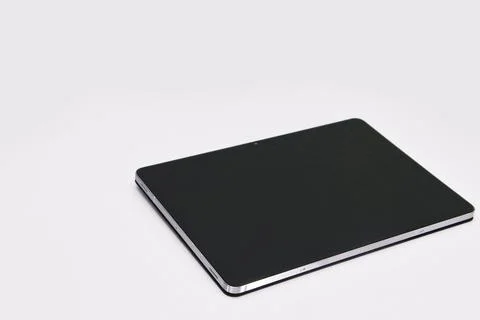 Tablet with a black screen isolated on a white background - copy space Stock Photos