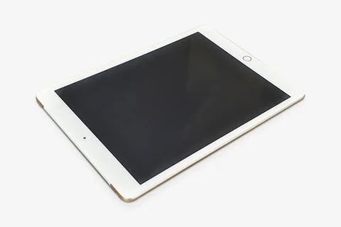 Tablet with a black screen isolated on a white background - copy space Stock Photos