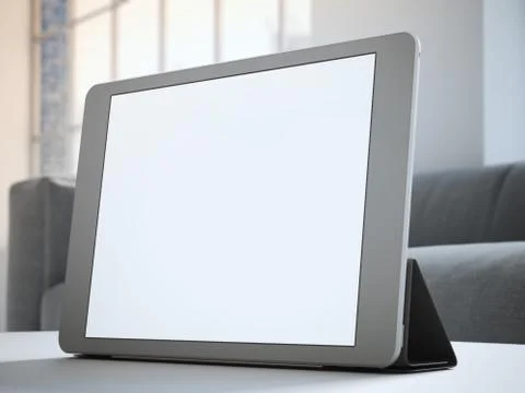 Tablet with blank screen on table Illustration