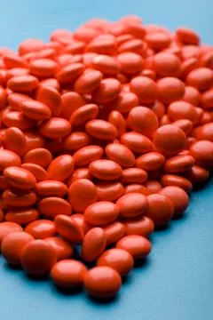 Tablet on blue background Stock Photos