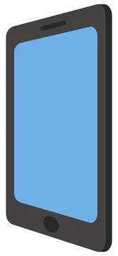 Tablet with a blue screen and a black frame. Electronic technology isolated on Illustrazione stock