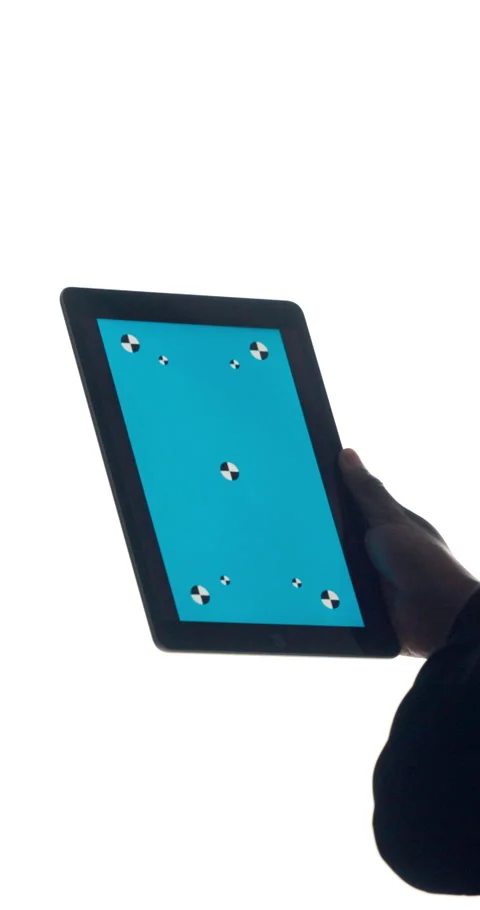 Tablet, blue screen or hand in studio for marketing, advertisement or app in ux Stock Footage 319071561