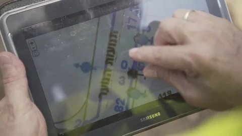 Tablet blueprint closeup Video stock 82401123