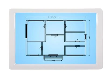 Tablet  with blueprint 스톡 일러스트