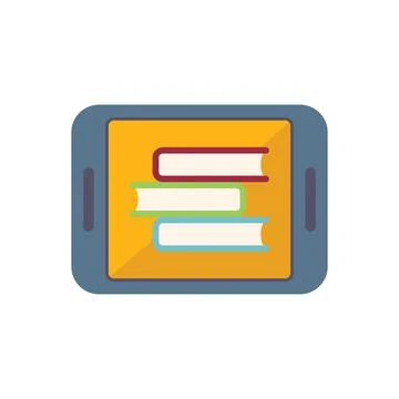 Tablet book icon flat vector. Online people Illustrazione stock